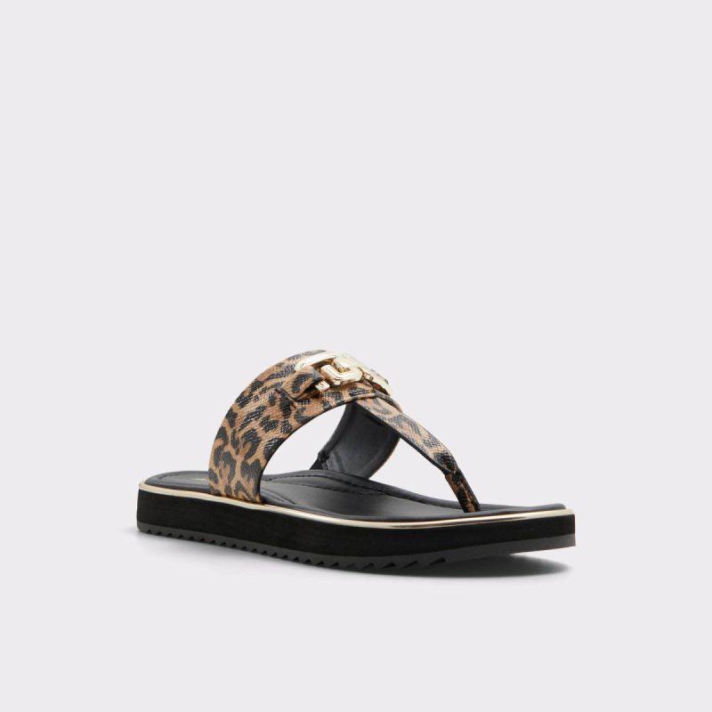 Aldo Sandals Adirahar Brown Multi Women's Flat Sandals Women Brown Multi - Image 4