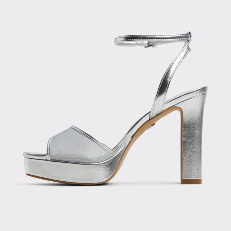 Aldo Silver Women Chicglimmer Silver Women's Platform Sandals Heels - Image 3