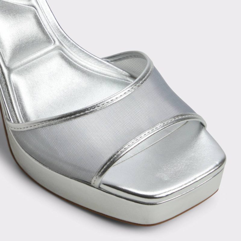 Aldo Silver Women Chicglimmer Silver Women's Platform Sandals Heels - Image 5