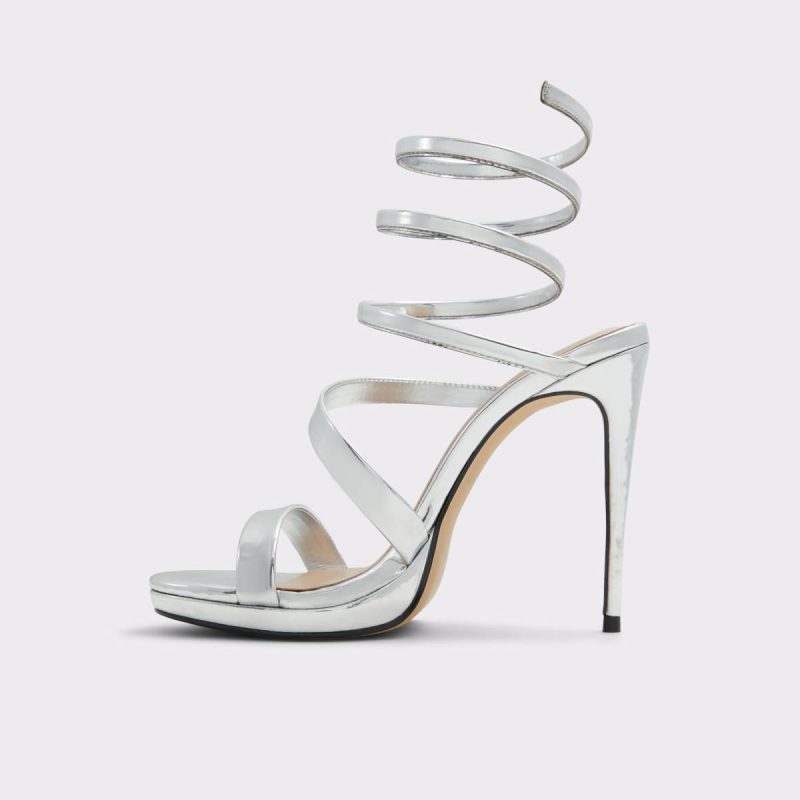 Aldo Women Heels Silver Katswirl Silver Women's Strappy Sandals - Image 3