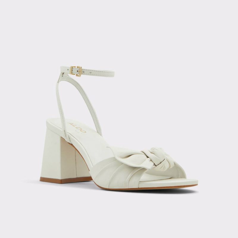 Angelbow White/Bone Women's Strappy Sandals Women Aldo White/Bone Heels - Image 4