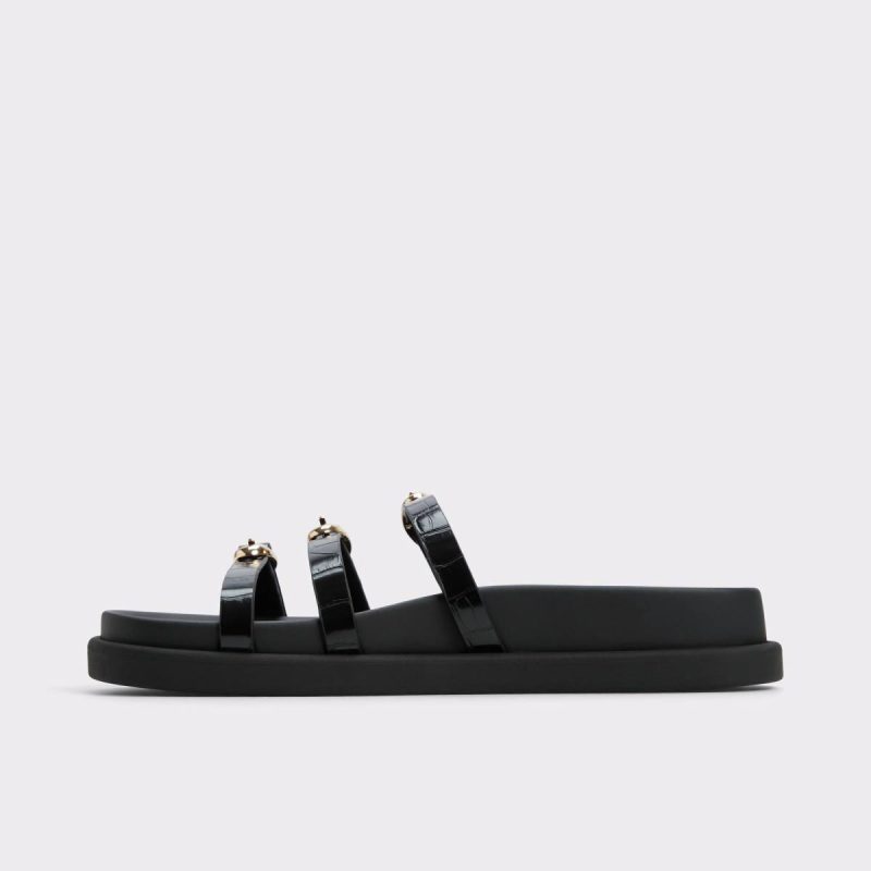 Black Aldo Sandals Women Zephyra Black Women's Footbed Sandals - Image 3