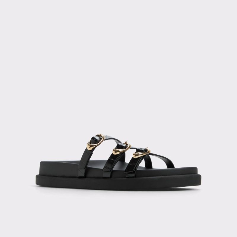 Black Aldo Sandals Women Zephyra Black Women's Footbed Sandals - Image 4