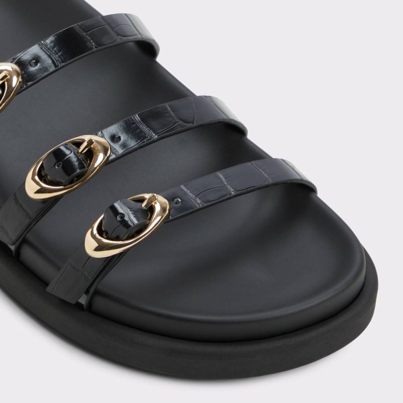 Black Aldo Sandals Women Zephyra Black Women's Footbed Sandals - Image 5