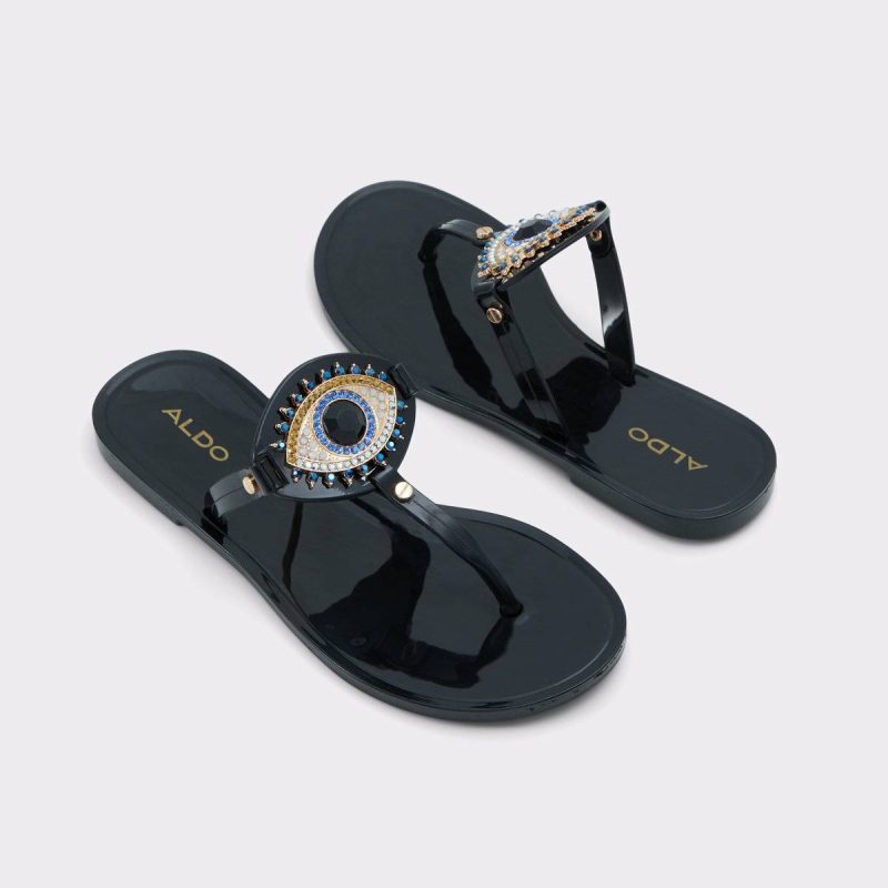 Black/Gold Multi Sandals Ebariel Black/Gold Multi Women's Jelly Sandals & Flip Flops Women Aldo