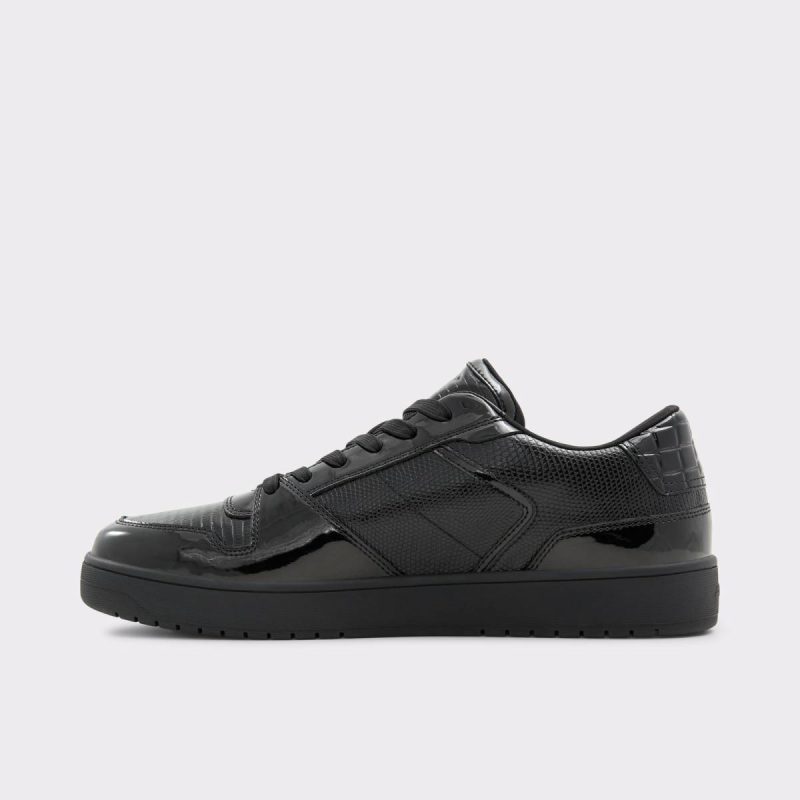 Black Synthetic Patent Aldo Men Sneakers Zethan Black Synthetic Patent Men's Low Top - Image 3