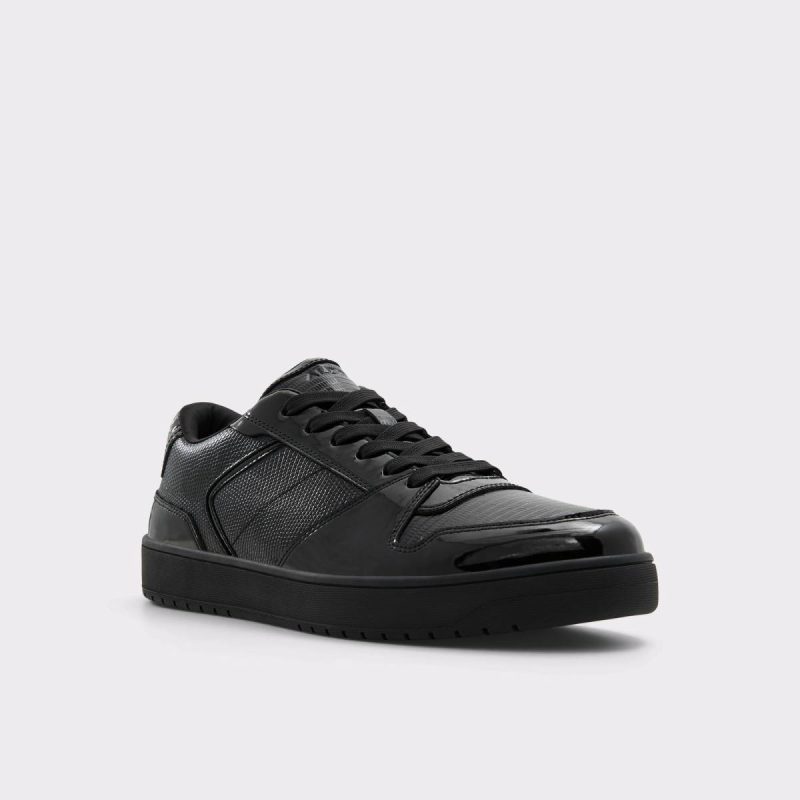 Black Synthetic Patent Aldo Men Sneakers Zethan Black Synthetic Patent Men's Low Top - Image 4