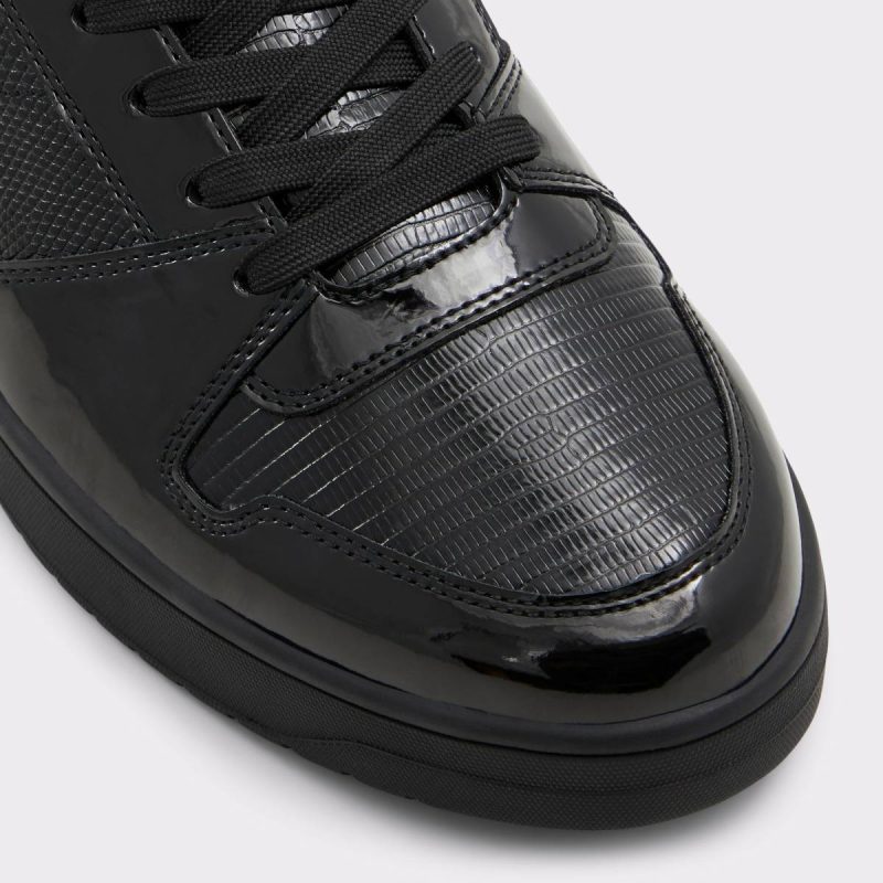 Black Synthetic Patent Aldo Men Sneakers Zethan Black Synthetic Patent Men's Low Top - Image 5