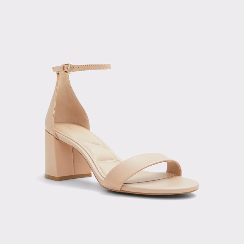 Bone Leather Smooth Heels Aldo Women Pristine Bone Leather Smooth Women's Strappy Sandals - Image 4