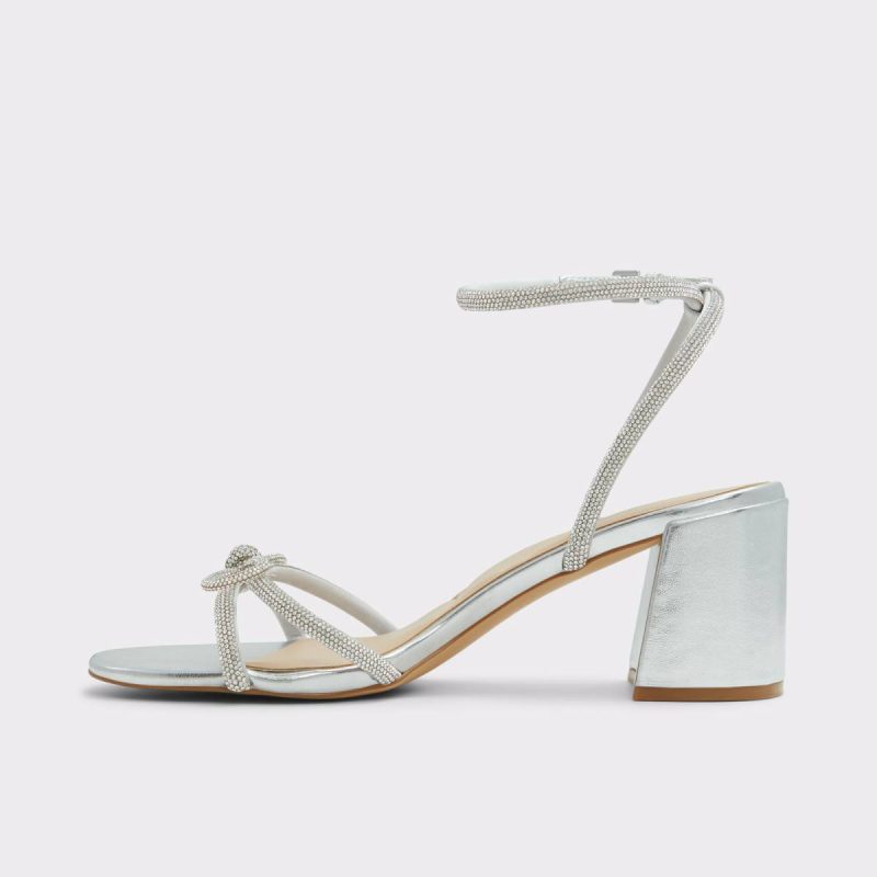 Heels Women Silver Aldo Bouclette Silver Women's Block Heels - Image 3