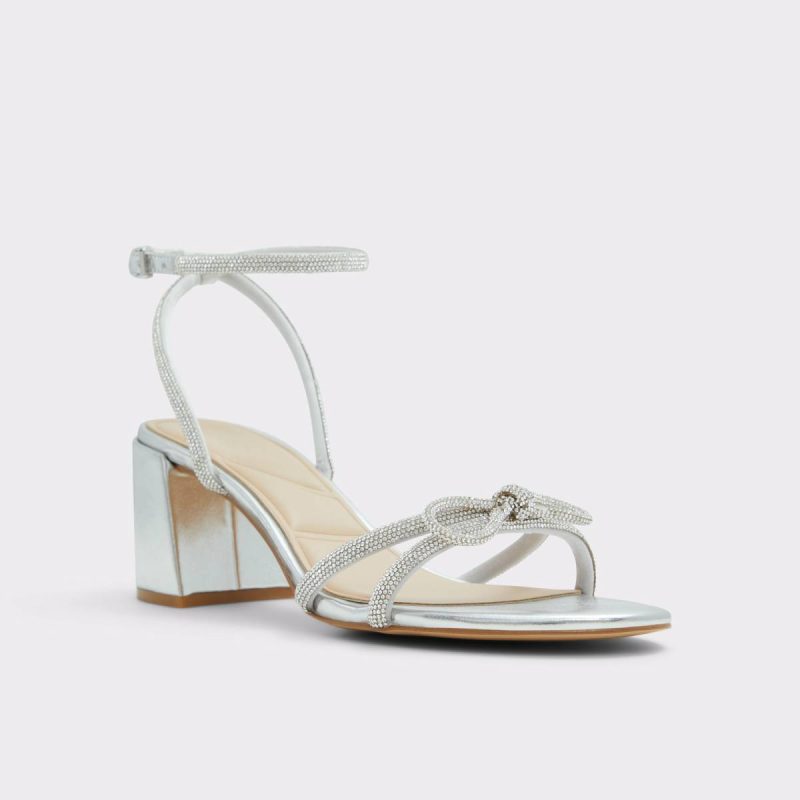 Heels Women Silver Aldo Bouclette Silver Women's Block Heels - Image 4