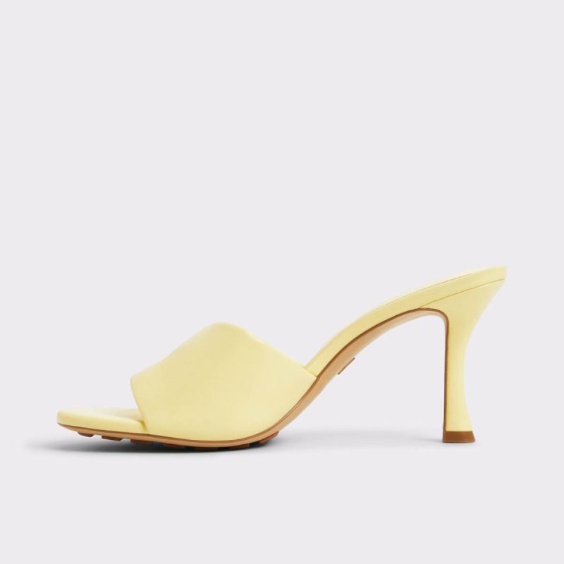 Light Yellow Aldo Lyhanna Light Yellow Women's Heeled Mules Women Sandals - Image 4