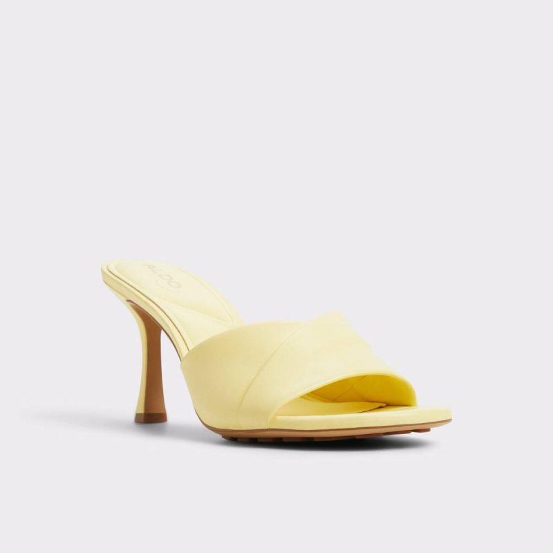 Light Yellow Aldo Lyhanna Light Yellow Women's Heeled Mules Women Sandals - Image 5