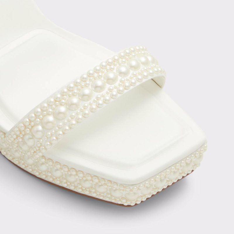 Lulu White Women's Strappy Sandals White Aldo Heels Women - Image 5