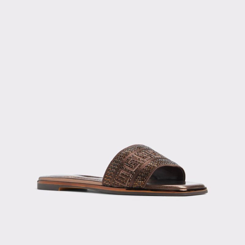 Oceania Dark Brown Women's Flat Sandals Aldo Women Sandals Dark Brown - Image 4