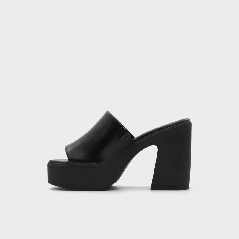 Other Black Leather Smooth Heels Women Aldo Maysee Other Black Leather Smooth Women's Mule Slides - Image 3