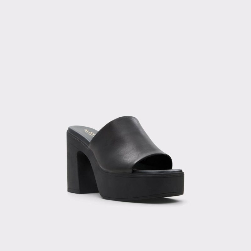 Other Black Leather Smooth Heels Women Aldo Maysee Other Black Leather Smooth Women's Mule Slides - Image 4