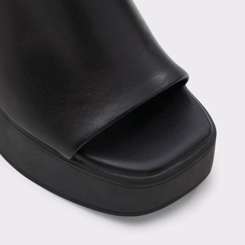 Other Black Leather Smooth Heels Women Aldo Maysee Other Black Leather Smooth Women's Mule Slides - Image 5