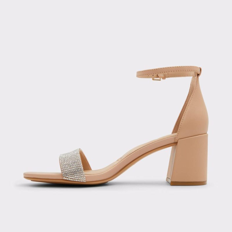 Pristine Bone Leather Mixed Material Women's Strappy Sandals Women Heels Bone Leather Mixed Material Aldo - Image 3