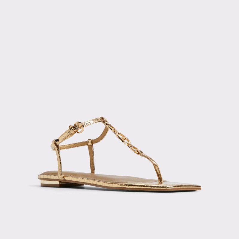 Sandals Women Gold Aldo Lorenza Gold Women's Flat Sandals - Image 4