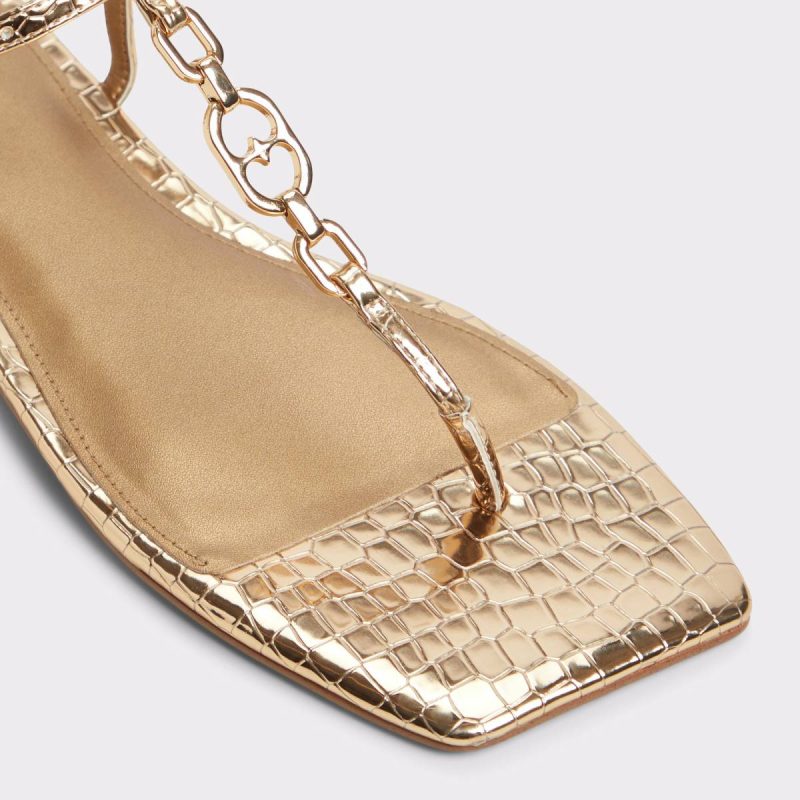 Sandals Women Gold Aldo Lorenza Gold Women's Flat Sandals - Image 5