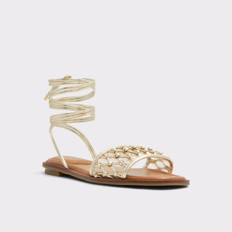 Seazen Gold Women's Flat Sandals Gold Women Sandals Aldo - Image 4