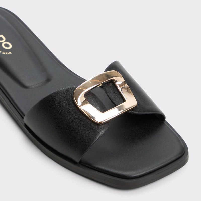 Tidella Black Women's Flat Sandals Aldo Black Sandals Women - Image 5