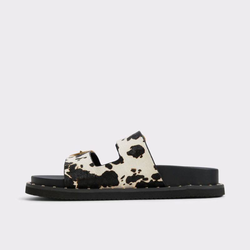 White/Black Sandals Women Aldo Kravis White/Black Women's Footbed Sandals - Image 3