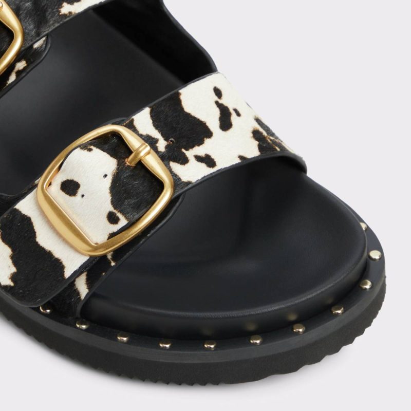 White/Black Sandals Women Aldo Kravis White/Black Women's Footbed Sandals - Image 5
