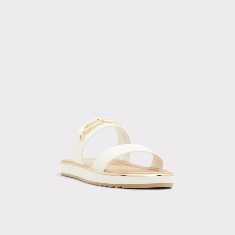 White Sandals Women Aldo Lagoon White Women's Flat Sandals - Image 4