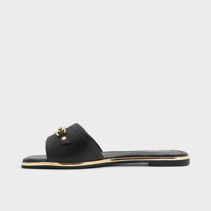 Women Aldo Black Sandals Alamassi Black Women's Flat Sandals - Image 3