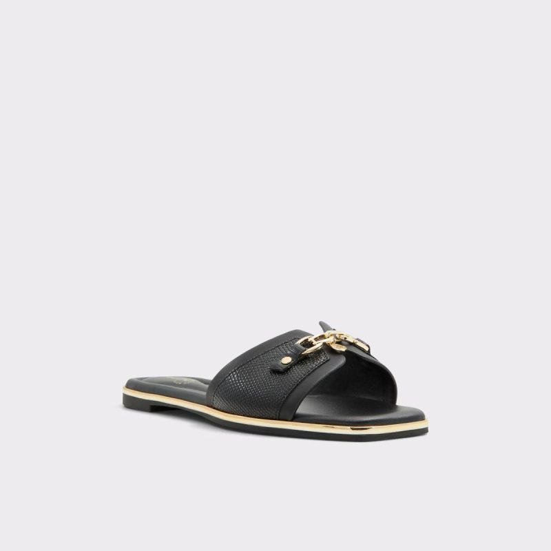 Women Aldo Black Sandals Alamassi Black Women's Flat Sandals - Image 4