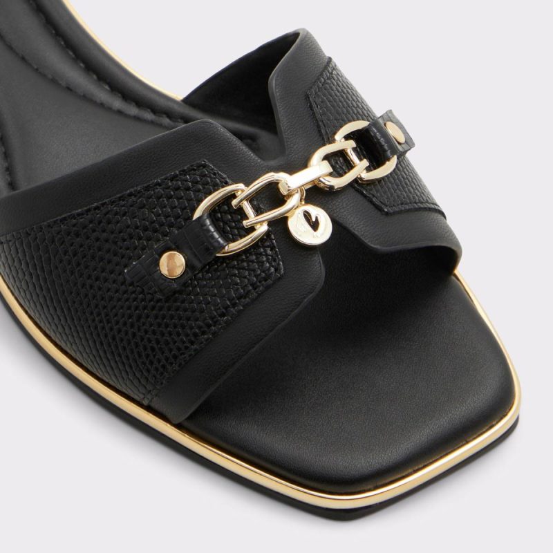 Women Aldo Black Sandals Alamassi Black Women's Flat Sandals - Image 5