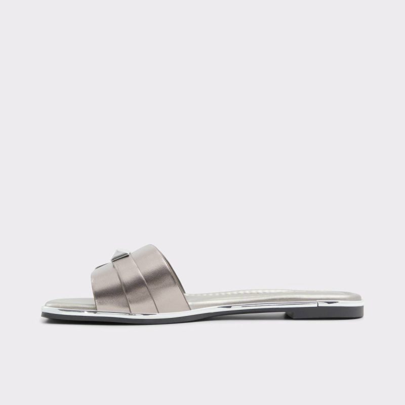 Women Aldo Darine Pewter Women's Flat Sandals Pewter Sandals - Image 3