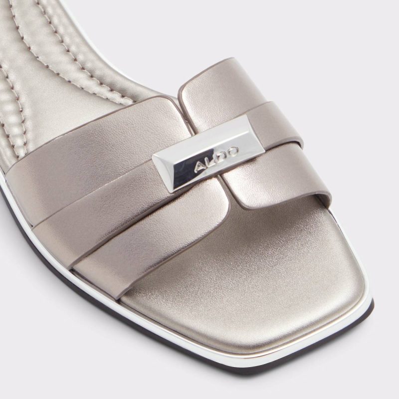 Women Aldo Darine Pewter Women's Flat Sandals Pewter Sandals - Image 5