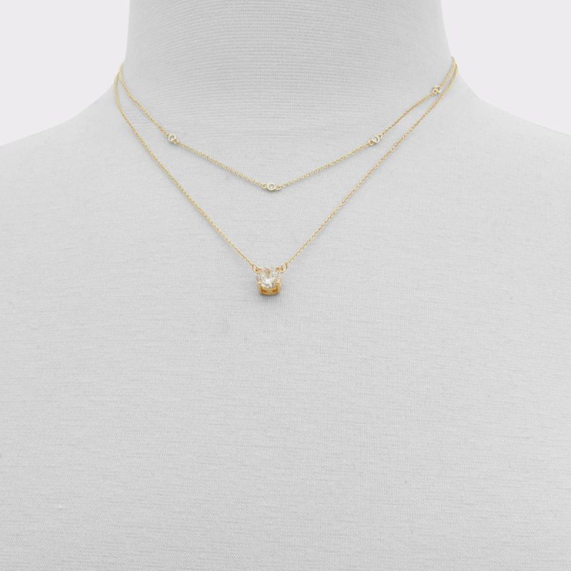 Women Aldo Gold/Clear Multi Jewelry Dolonara Gold/Clear Multi Women's Necklaces - Image 2