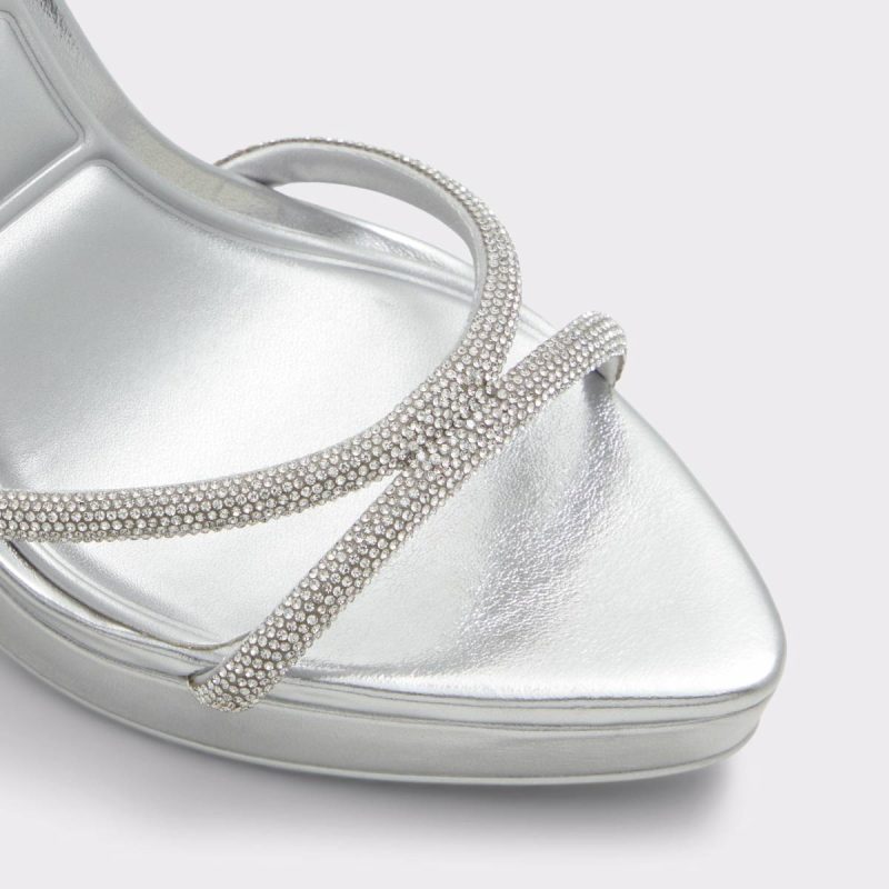Women Aldo Heels Silver Izabella Silver Women's Strappy Sandals - Image 5
