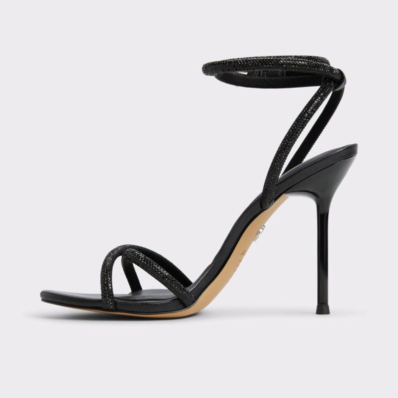 Women Aldo Manaelden Black Women's Strappy Sandals Heels Black - Image 3