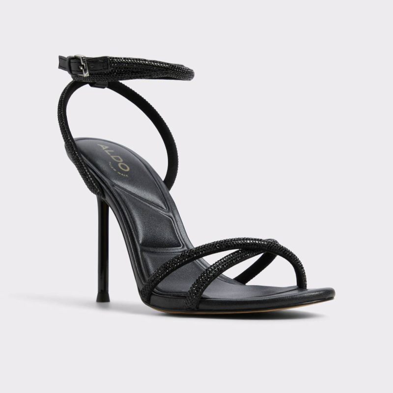 Women Aldo Manaelden Black Women's Strappy Sandals Heels Black - Image 4