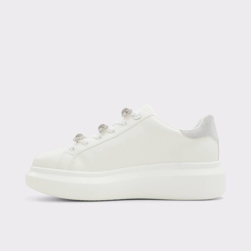 Women Aldo White Merrick White Women's Low Top Sneakers Sneakers - Image 3