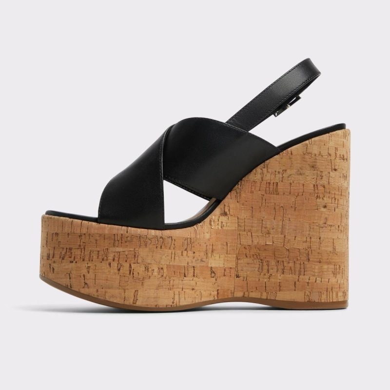 Women Black Aldo Sandals Sandcastle Black Women's Platform Sandals - Image 3
