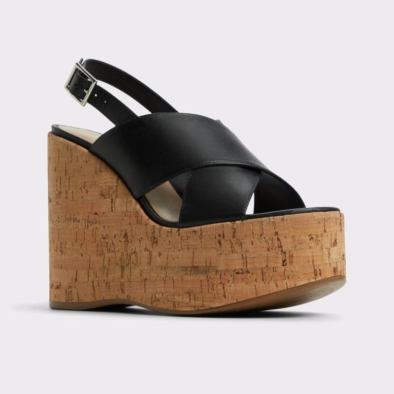 Women Black Aldo Sandals Sandcastle Black Women's Platform Sandals - Image 4