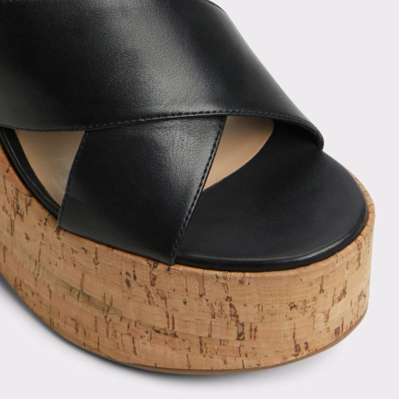 Women Black Aldo Sandals Sandcastle Black Women's Platform Sandals - Image 5