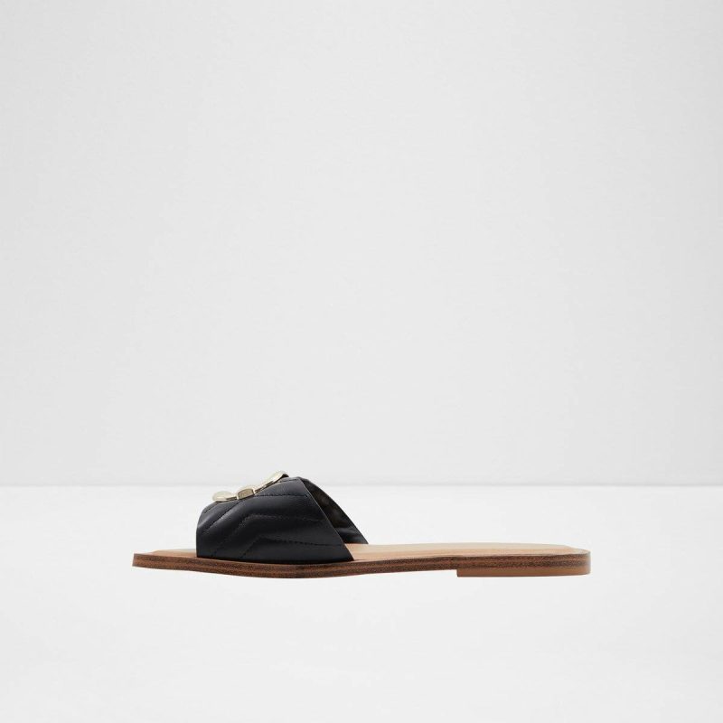 Women Black Sandals Aldo Qelajar Black Women's Flat Sandals - Image 3