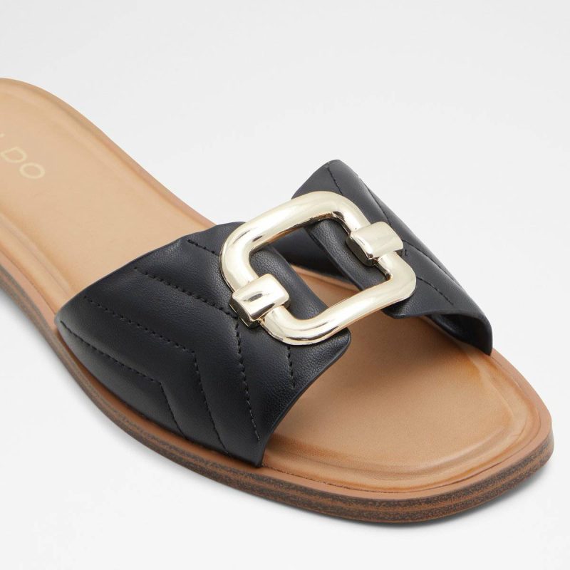 Women Black Sandals Aldo Qelajar Black Women's Flat Sandals - Image 5
