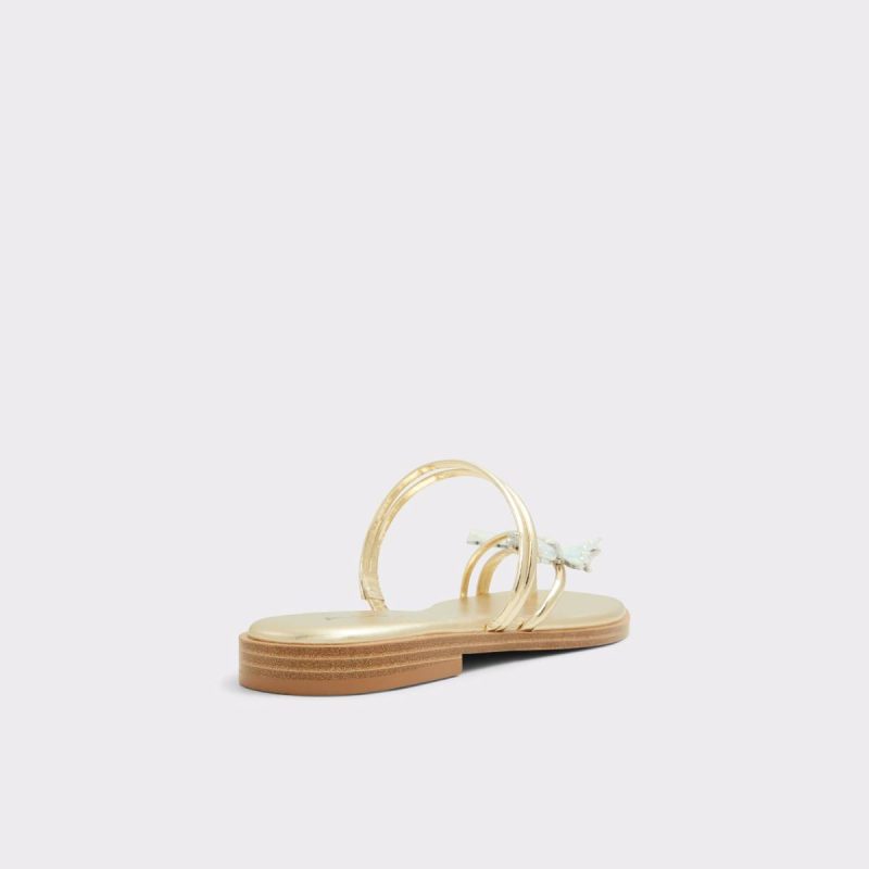 Women Glasswing Gold Women's Flat Sandals Aldo Gold Sandals - Image 4