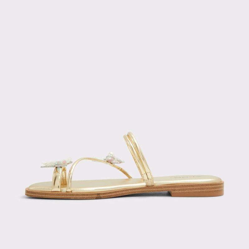 Women Glasswing Gold Women's Flat Sandals Aldo Gold Sandals - Image 5