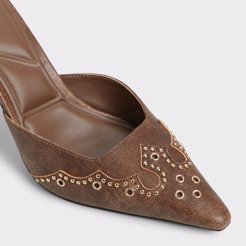 Women Medium Brown Amarilla Medium Brown Women's Mule Slides Aldo Heels - Image 5