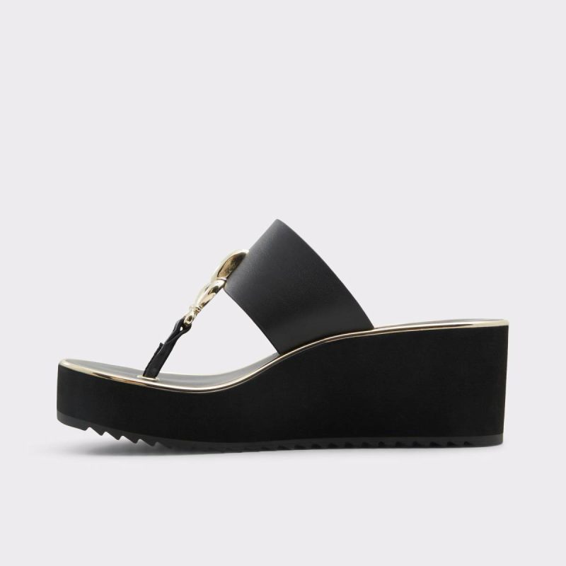 Women Sandals Aldo Black Penelopy Black Women's Wedges - Image 3