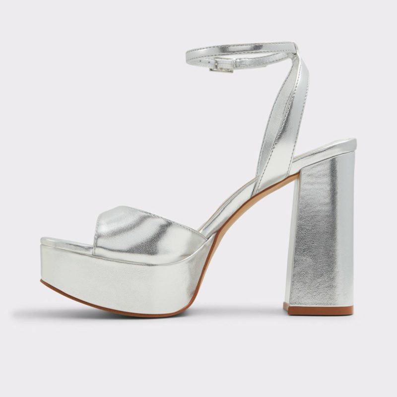 Women Valoria Silver Women's Platform Sandals Silver Aldo Sandals - Image 4